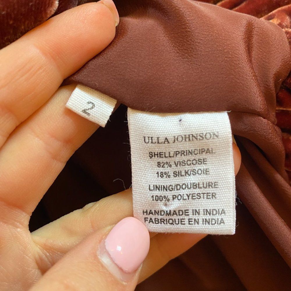 NWT Ulla Johnson Elisa One Shoulder Velvet Midi Dress in Puce - Picture 11 of 14